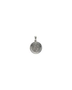 14kt White 15mm Round Scapular Medal