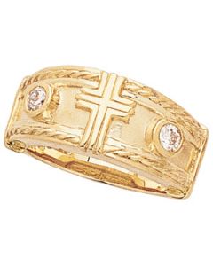 Cross Ring W/Diamond 14K Yellow Gold Ring