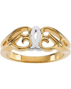 Two Tone Fish Ring 14K Yellow/White Gold Ring