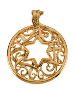 Star Of David Pendant 14K Yellow Gold 34.00X27.50 Mm