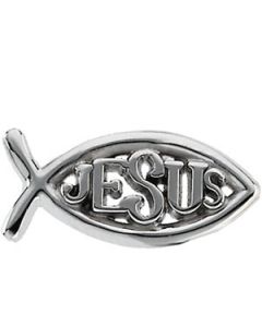 Fish W/Jesus Lapel Pin 14K Yellow Gold 08.00X18.00 Mm