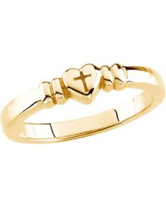 Heart W/Cross Ring 10K Yellow Gold Size 04.00