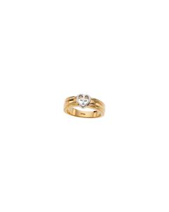 Two Tone Heart & Cross Ring