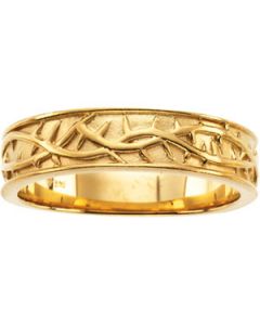 Duo Band W/Thorn Design 14K White Gold Gents
