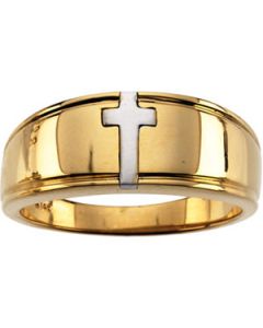 Cross Duo Band 14K White Gold Gents