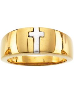 Cross Band 14K White Gold Band