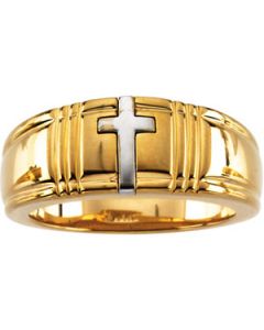 Cross Band 14K White Gold Band