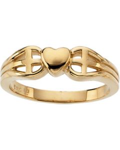 Heart W/Cross Ring 14K Yellow Gold Ring