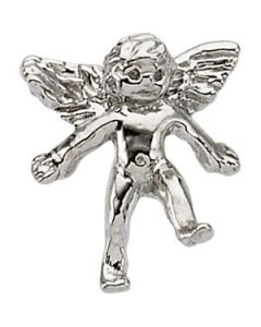 Angel Lapel Pin 14K White Gold 11.00X10.00 Mm