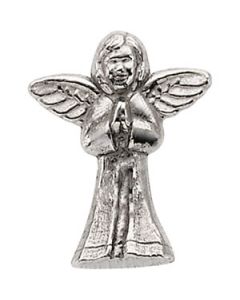 Praying Angel Lapel Pin 14K White Gold 16.00X13.00 Mm