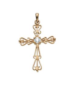 Cross Pendant W/Diamond 14K Yellow Gold 34.00X25.00 Mm