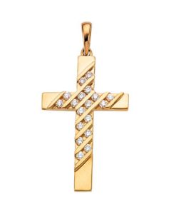 Cross Pendant W/Diamond 14K Yellow Gold 28.00X18.00 Mm