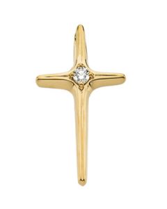 Cross Pendant W/Sapphire 14K Yellow Gold 25.00X14.00 Mm