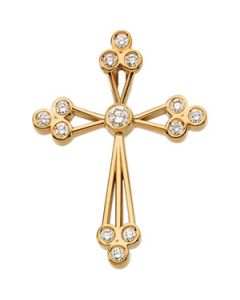 Cross Pendant W/Diamond 14K Yellow Gold 29.00X21.00 Mm