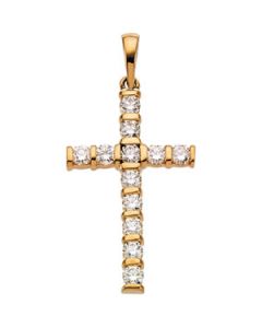 Cross Pendant W/Diamond 14K Yellow Gold 24.50X15.50 Mm