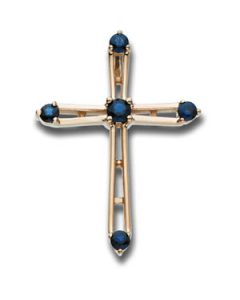 Cross Pendant W/Sapphire 14K Yellow Gold 26.00X20.00 Mm
