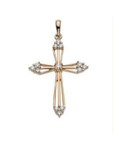 Cross Pendant W/Diamond 14K Yellow Gold 28.00X20.00 Mm