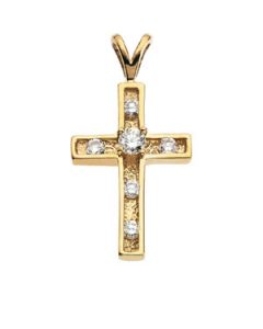 Cross Pendant W/Diamond 14K Yellow Gold 21.00X14.00 Mm