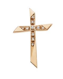 Cross Pendant W/Diamond 14K Yellow Gold 26.50X18.00 Mm