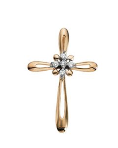 Cross Pendant W/Diamond 14K Yellow Gold 26.00X19.00 Mm
