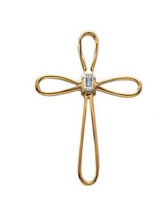 Cross Pendant W/Diamond 14K Yellow Gold 28.00X20.00 Mm