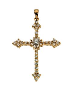 Cross Pendant W/Diamond 14K Yellow Gold 40.00X28.00 Mm