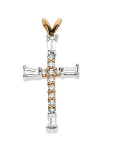 Cross Pendant W/Diamond 14K Yellow Gold 18.00X10.00 Mm