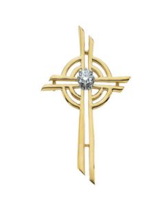 Cross Pendant W/Diamond 14K Yellow Gold 31.00X18.00 Mm