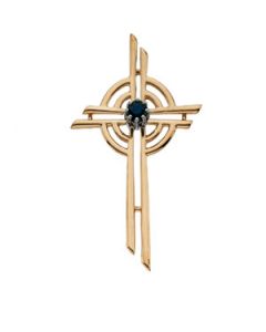 Cross Pendant W/Sapphire 14K Yellow Gold 31.00X18.00 Mm