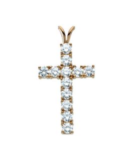 Cross Pendant W/Diamond 14K Yellow Gold 24.00X15.00 Mm