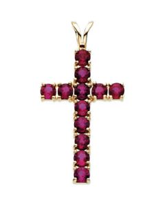 Cross Pendant W/Ruby 14K Yellow Gold 24.00X15.00 Mm