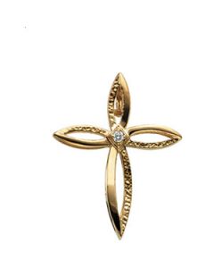 Cross Pendant W/Diamond 14K Yellow Gold 30.00X24.00 Mm