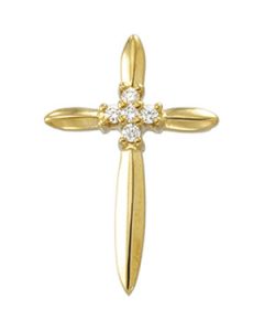 Cross Pendant W/Diamond 14K Yellow Gold 21.00X14.00 Mm