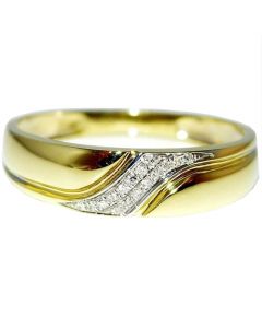 Real Diamond Mens Wedding Band Ring 10K Gold 0.05ct 5.5mm wide New Two tone