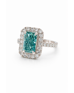 4.02CT Fancy Vivid Blue Lab Diamond Ring 14K White Gold IGI 5.76CTW VS1 Halo