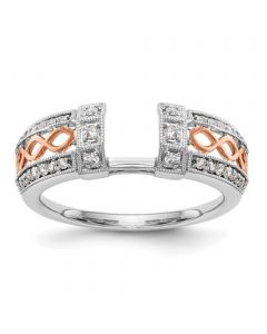 14K Diamond Wrap Ring White and Rose Gold 1/4ctw Diamonds Infinity Style 6mm