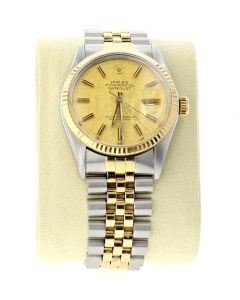 Mens Two Tone 18K Gold Oyster DateJust Rolex 36mm Watch With Fluted Bezel