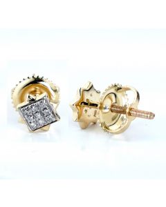 DIAMOND EARRINGS FOR MEN OR WOMEN 10K GOLD REAL DIAMONDS SMALL 6MM 0.05CT REAL 