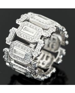 DIAMOND RING MENS CUSTOM 14K WHITE GOLD INFINITY WEDDING BAND 17MM VS 3.15CT S10