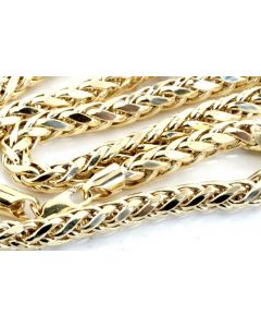 REAL GOLD CHAIN NECKLACE PALM CHAIN WHEAT CHAIN 10K GOLD MENS 5.5MM 24, 26,28,30