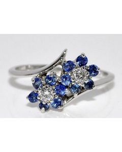 SAPPHIRE AND DIAMOND RING 0.5CT TOTAL 14K WHITE GOLD GEMSTONE BIRTHSONE RING