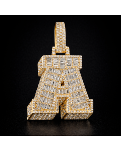 Diamond Initial Pendants 10k Solid Gold VS Natural Diamonds 3D Style 1.2 - 2.0 ctw 