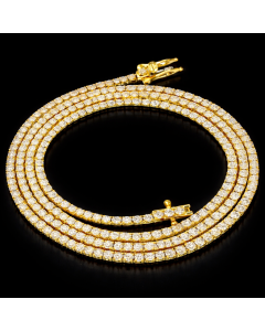 10k Yellow Gold 7.0 carats Lab-Grown VVS Round Diamonds Tennis Chain / Necklace 16-22 inches long 2.2mm w/ Box & Appraisal Certificate