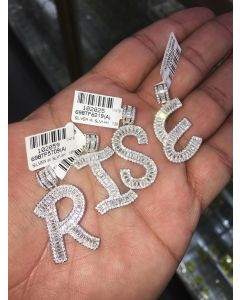 Initial Letters With Baguettes and Round Silver and Cz 1