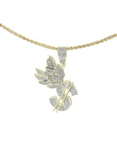 10K Yellow Gold Dollar Charm Pendants Dollar Sign Wings With 0.31