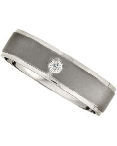 Dia Steel Bezel Ridged Band N\A  Size 11.50