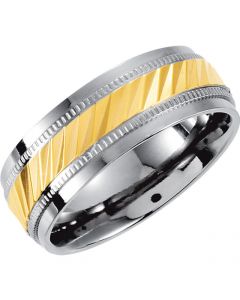 Wedding Band Ring Titanium Band with Gold Ion Plated Inlay