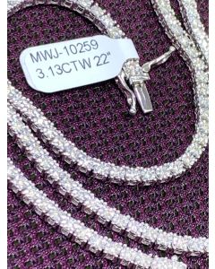10K White Gold Diamond Necklace Tennis Chain 2.15Ctw 22