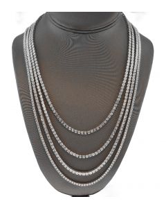 10K White Gold Illusion Set 1.25CTW Diamond Tennis Necklace 3.3MM 18 Inches (Lengths available 18-24 Inches)