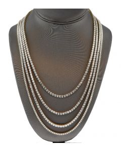 10K Yellow Gold Illusion Set 1.63CTW Diamond Tennis Necklace 3.3MM 18 Inches (Lengths available 18-24 Inches)